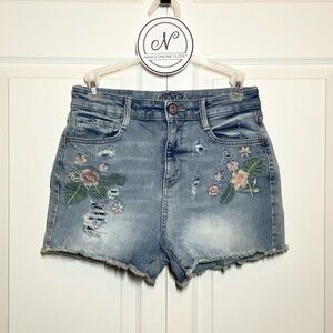 ARIZONA JEAN CO Juniors Denim Jean Shorts Low Rise Blue Size 7
